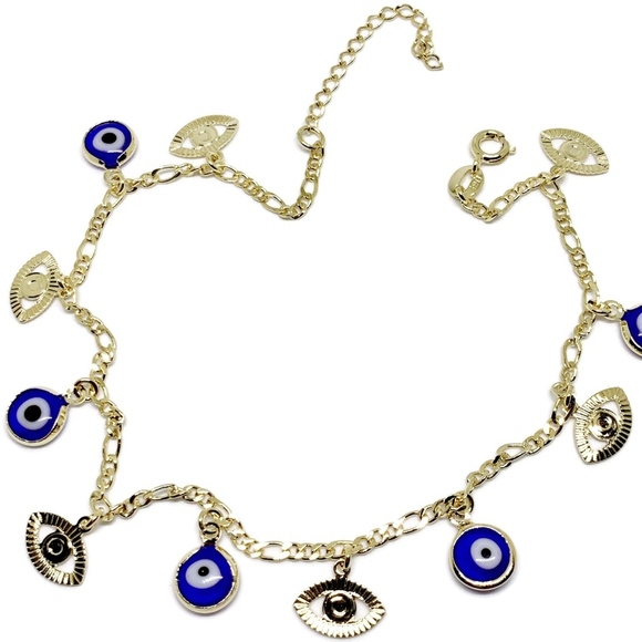 Evil Eye Charm anklet 18kts of Gold Plated - Picture 2 of 6